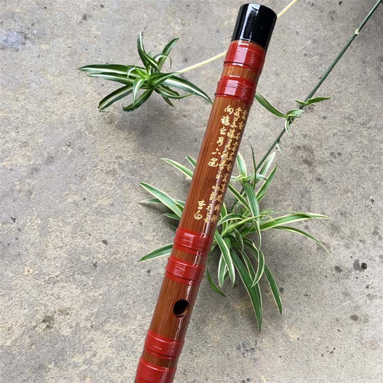 Flûte en bambou rouge pour débutants avec finition peinte en rouge et qualité sonore de la touche G