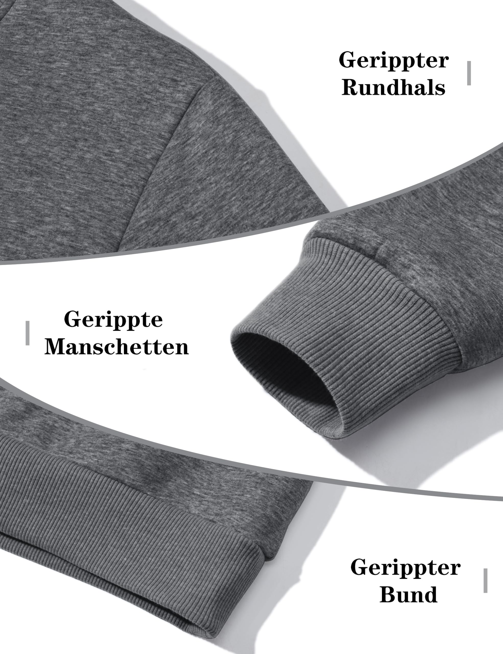 KEFITEVD Herren Winter Sweatshirt Warm Fleece Pullover Ohne Kapuze Sherpa | Warmes Sherpa Innenfutter, Arbeitspullover, Langarm und Rundhals, Perfekt für Kalte Wintertage, Besonders Weiches Fleece