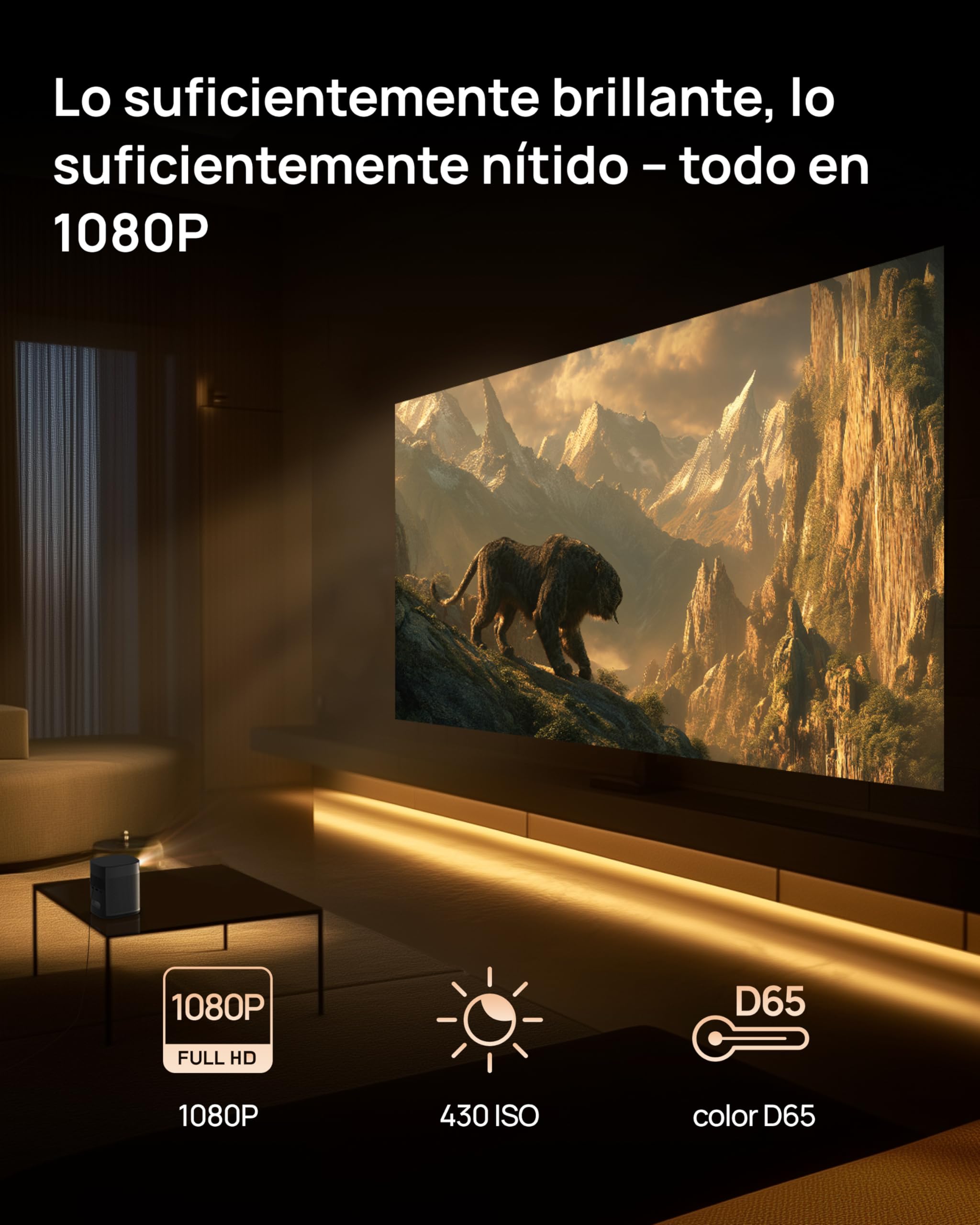 XGIMI MoGo 2 Pro (New) 1080P Mini Proyector Portátil, Google TV con Netflix, 430 Lúmenes ISO, Altavoces 2X8W, Soporta 4K, WiFi y Bluetooth, Enfoque Automático, Protección Ocular Inteligente