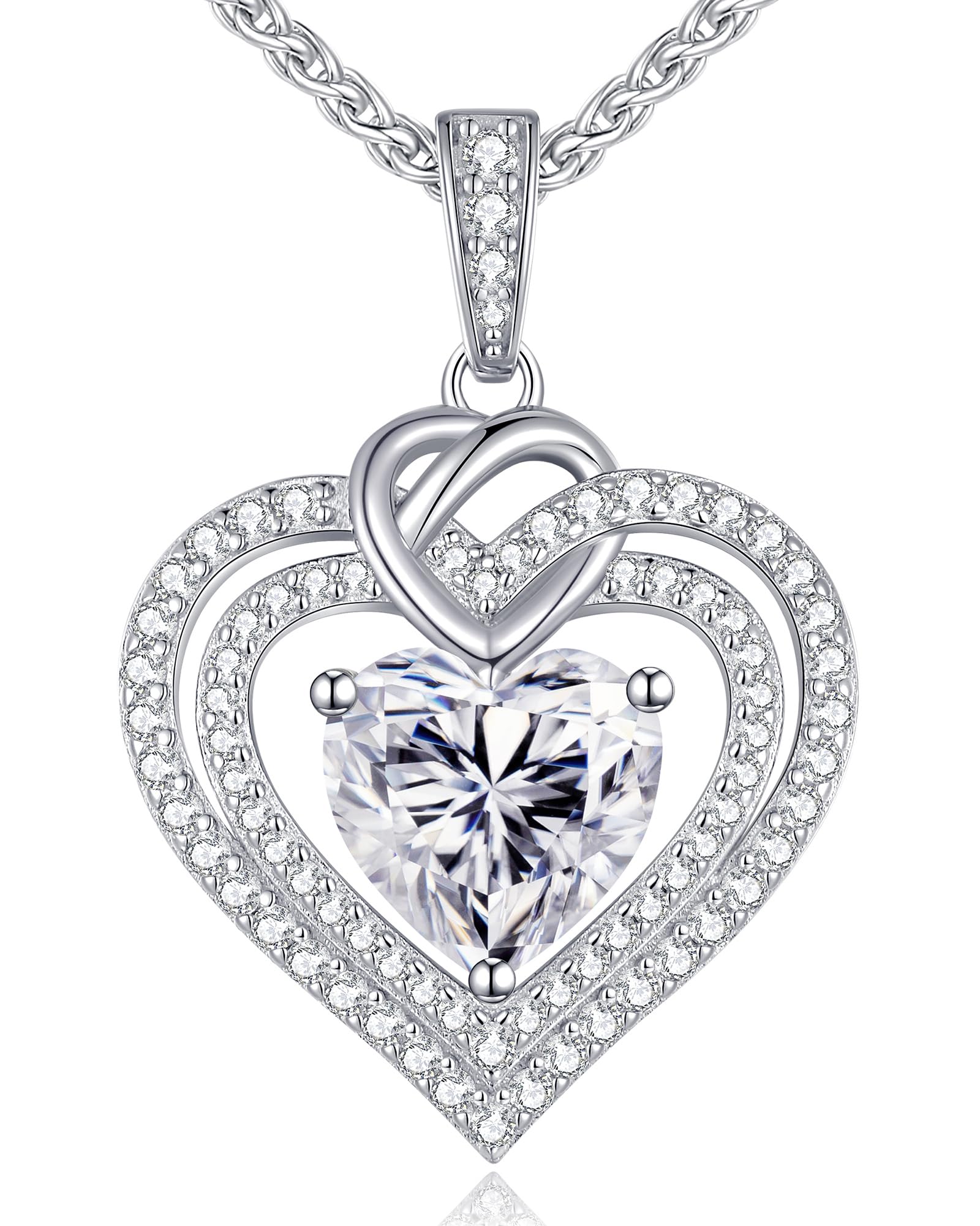 OOBEE Moissanite Heart Necklaces for Women, 1- 4 Carat Moissanite 925 Sterling Silver Gold Plating Fine Women Necklace，Ideal Anniversary Birthday