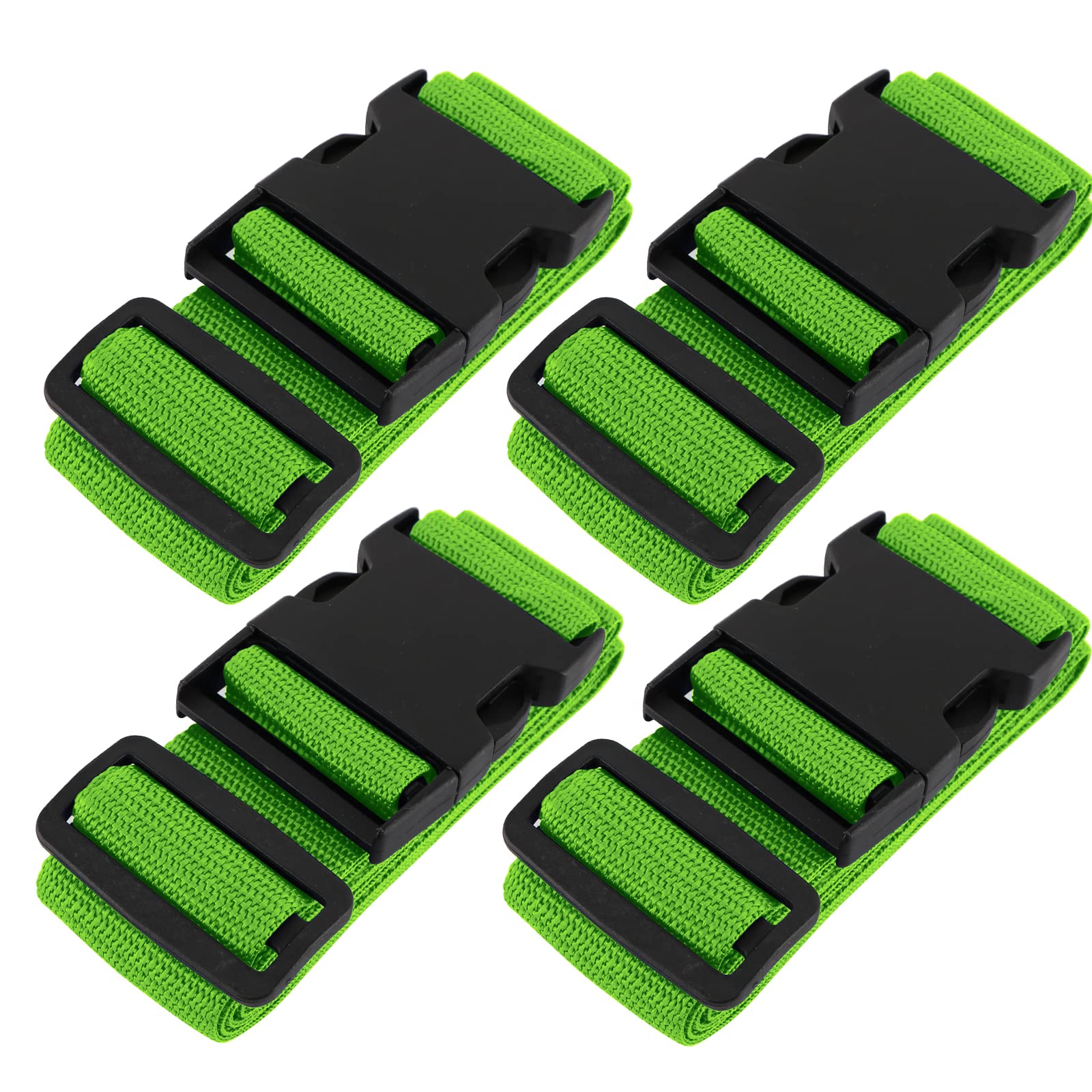 4 Packs Luggage Straps for Suitcase, Heavy Duty and Quick-Release Buckle, Adjustable Travel Cargo Safe Suitcase Belt Set (Green)