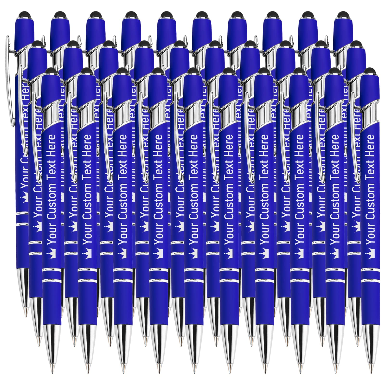 Boligrafos Personalizados con Nombre Logo 30 Bolígrafo Personalizado Regalos Originales para Boda Comunion Bautizo Empresa Jefa Profesora, Azul