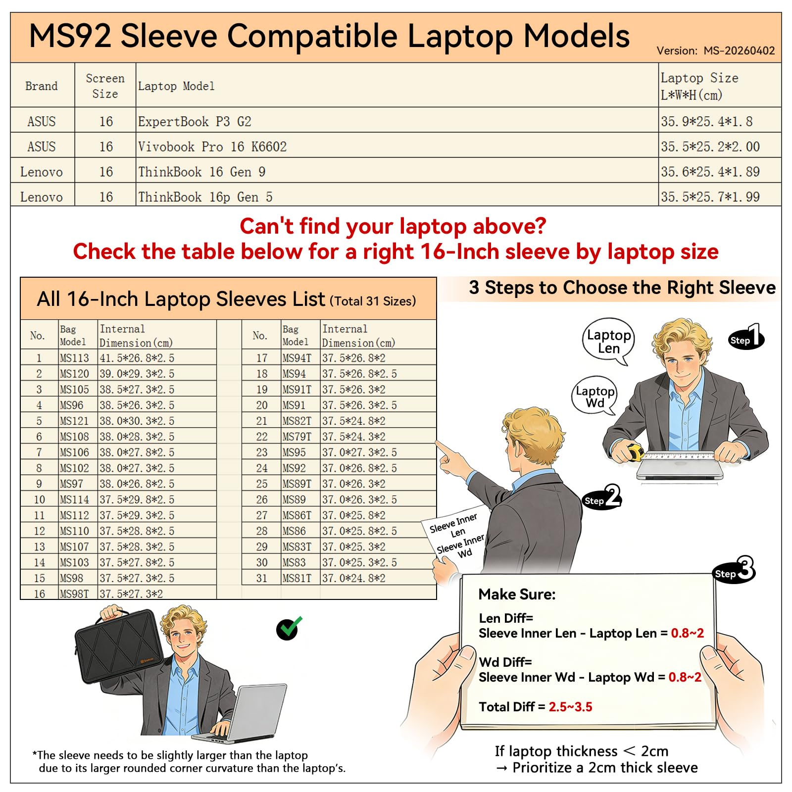 Smatree MS92 Protección rígida 16 Pulgadas Funda para portátil Compatible con Lenovo ThinkBook 16p Gen 5, para ASUS Vivobook Pro 16 K6602