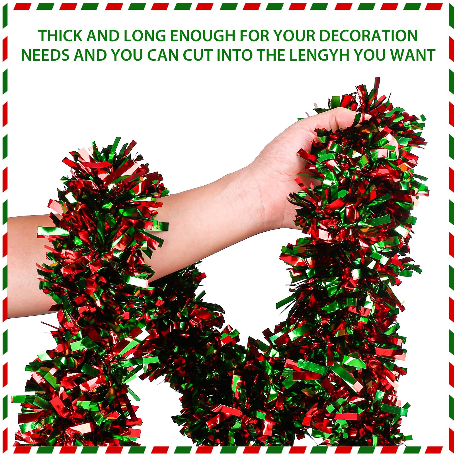 33FT Christmas Tinsel Garland Metallic Tinsel Twist Garland Glitter ...