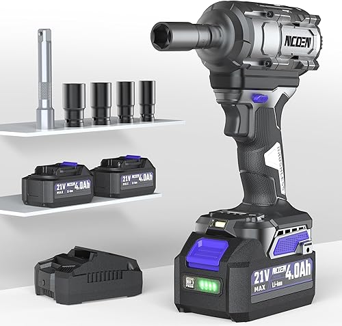 Llave de Impacto Inalámbrica 850Nm de 1/2 Pulgada Compatible con Batería de 18V de Makita, Alto Torque 628Pies/lbs, Velocidad Variable con Batería