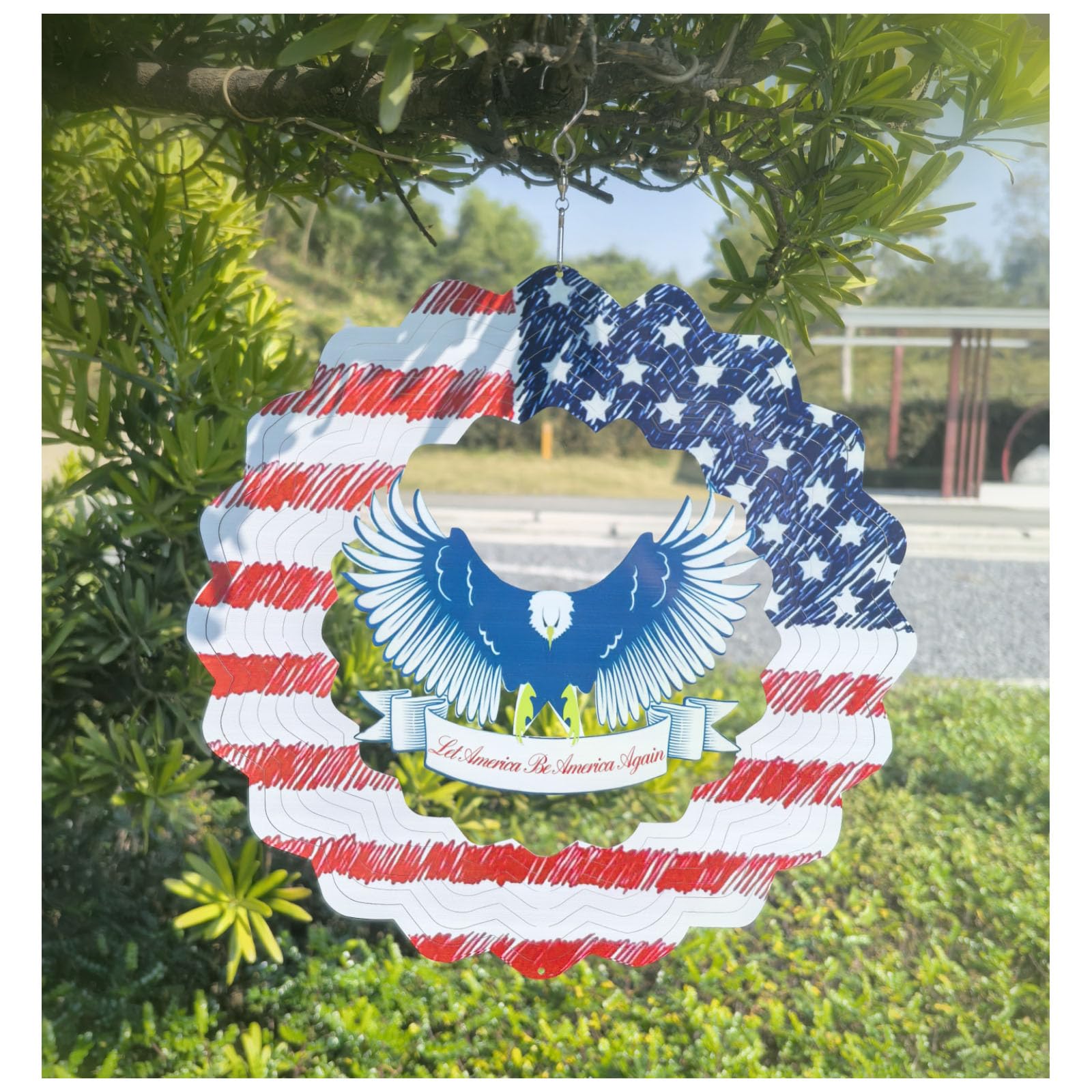 Eagle Wind Spinners for Yard and Garden American Flag Kinetic Wind Spinner Fourth of July Independence Day Party Decorations for Indoor Outdoor 3D