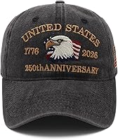 WIKFZRO USA 250th Anniversary Baseball Cap 1776-2026 Patriotic Eagle Embroidered Hat for Men Women