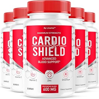 (5 Pack) Cardio Shield Capsules - Official Cardio Shield Supplement Support Vitamin Pills, All Natural Cardio Shield Advanced Premium Formula Wellness & Overal Health Review, 150 Capsules For 5 Months