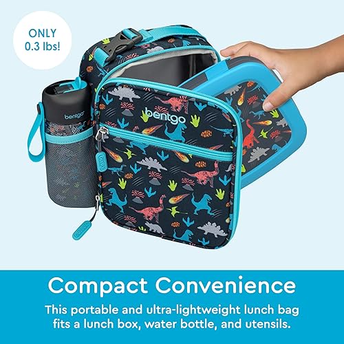 Miniatura 4 de Bentgo Bolsa de almuerzo aislada para niños, resistente al agua, reutilizable, ligera y duradera, con soporte para botella de agua y bolsillo