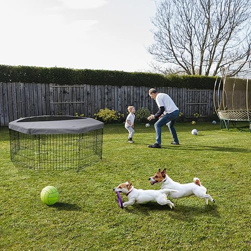 Miniatura 6 de PETIME Corral de Ejercicio Plegable de Metal para PerrosCorral de Juegos para Cachorros Mascotas Perreras Valla de Patio InteriorExterior 8 Paneles