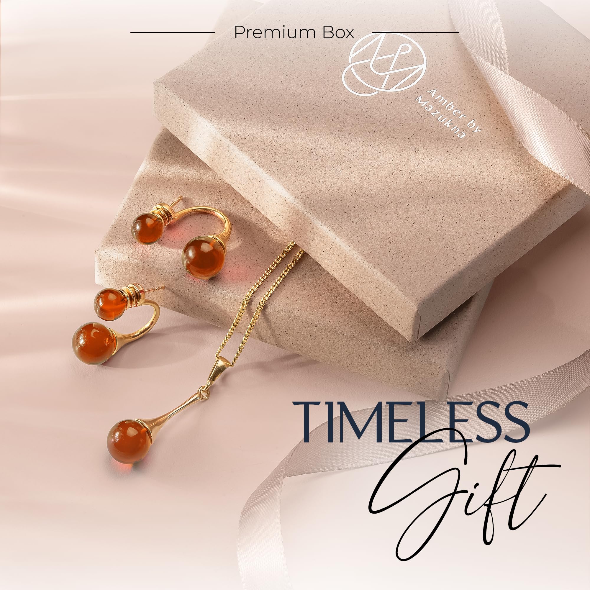 Colgante de ámbar báltico con forma de gota – Cadena de plata de ley chapada en oro de 24 quilates para mujeres y niñas – Elegante collar de ámbar hecho a mano – Regalo único para mamá, esposa, hija