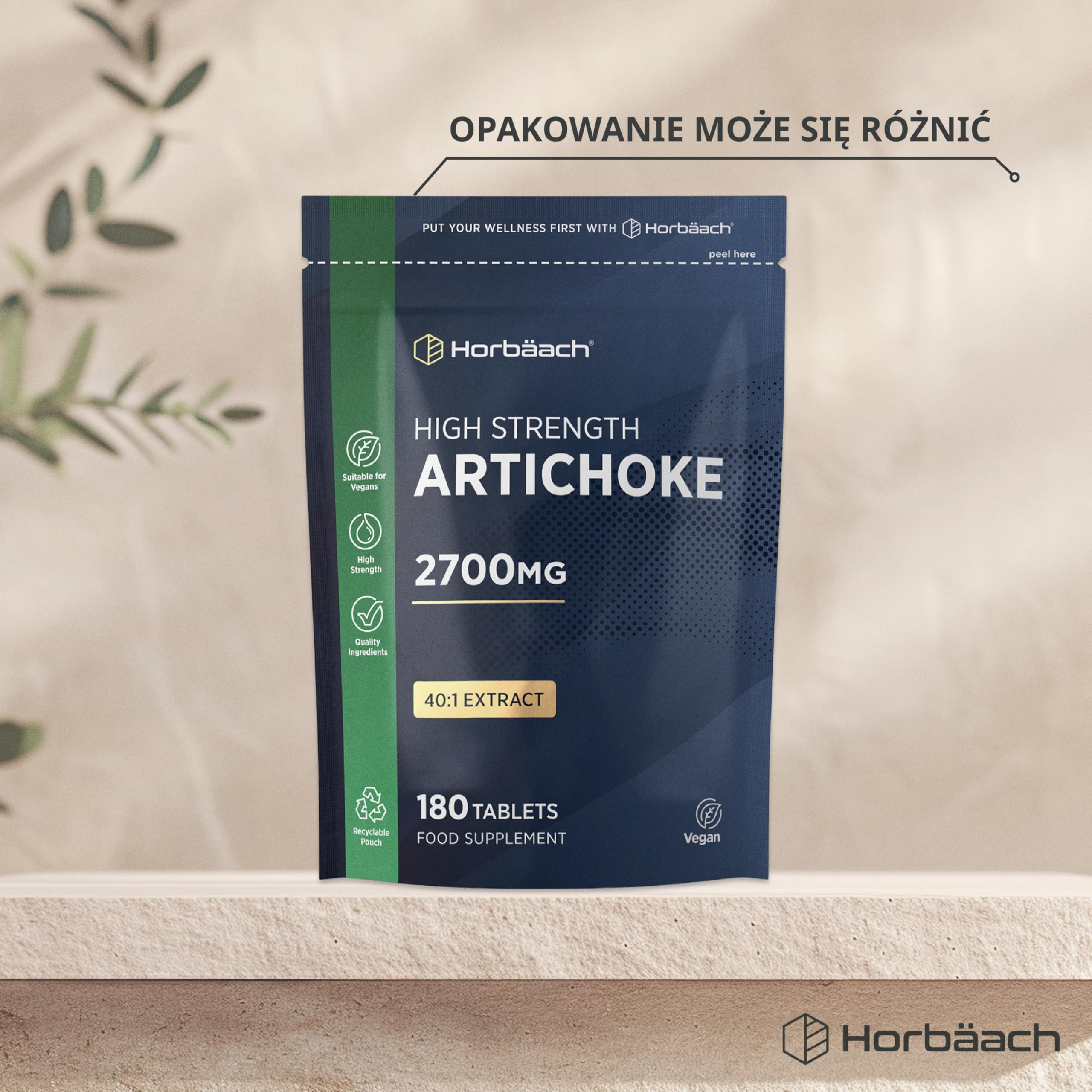Karczoch Tabletki 2700mg | Wysokiej Mocy Ekstrakt z Karczocha | 180 Tabletek Wegańskich | marki Horbaach