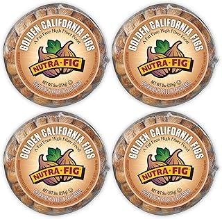Nutra Fig Golden California Dried Figs - Dried Figs No Sugar Added, Gluten-Free Snacks, Unsweetened Dried Figs, Whole Figs Dried Fruit, Non-GMO, High Fiber, Kosher - Dried Golden Figs, 9 Oz, Crown Tray (4 Pack)