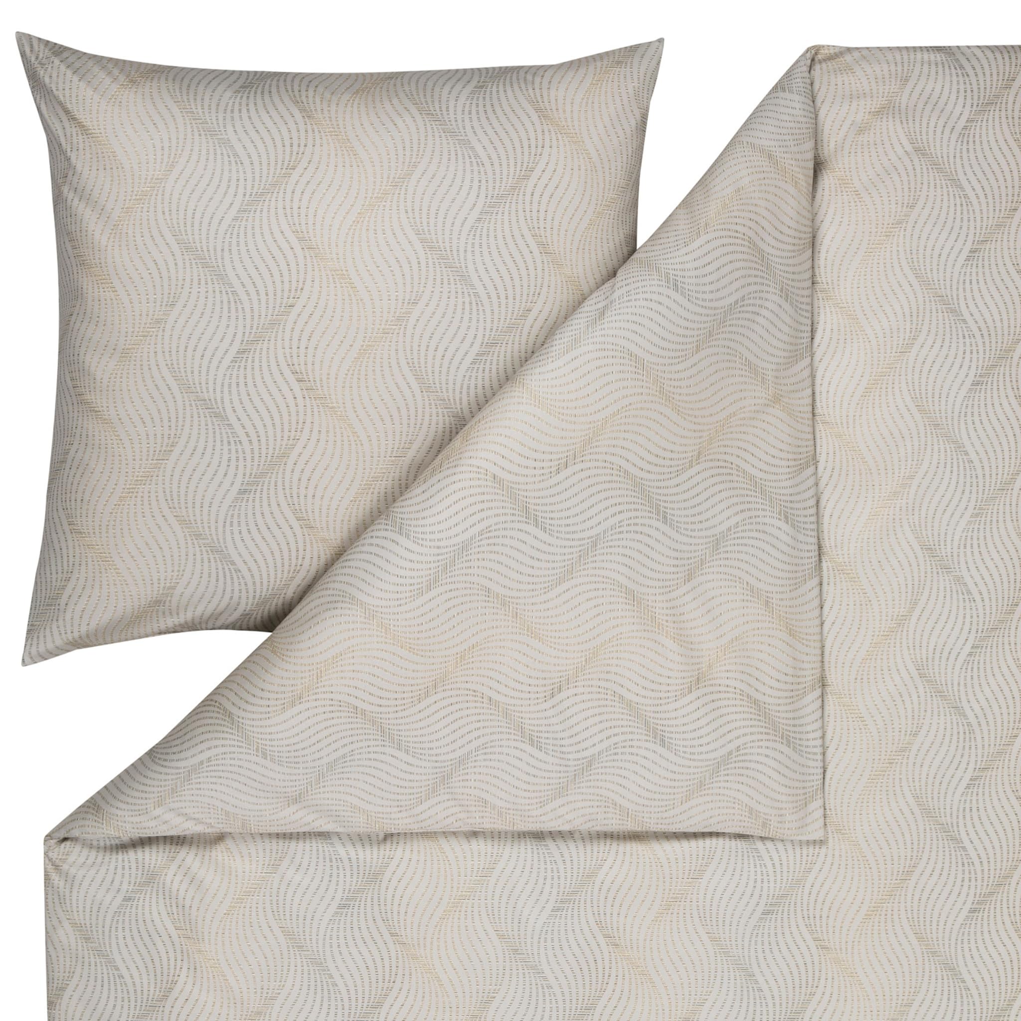 ESTELLA Jersey Bettwäsche Set, 135x200 cm + 80x80 cm, Juri Beige | 100% Baumwolle, trocknerfest, bügelfrei, Mako Interlock Jersey, Deutsche Markenqualität, Designer Bezüge