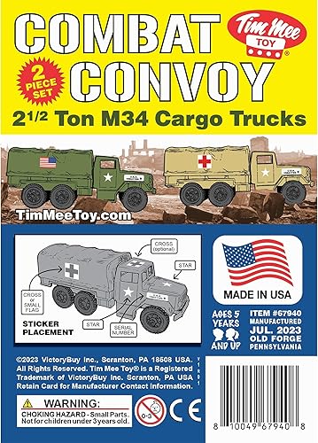 Miniatura 7 de TimMee - Camiones de plástico para hombre, color verde y bronceado, M34 Deuce y media carga, fabricados en EE. UU