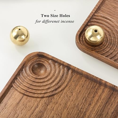Miniatura 6 de Soporte de incienso de ángulo ajustable, palitos de incienso de nogal con soporte de latón, quemador de incienso japonés para meditación, zen,