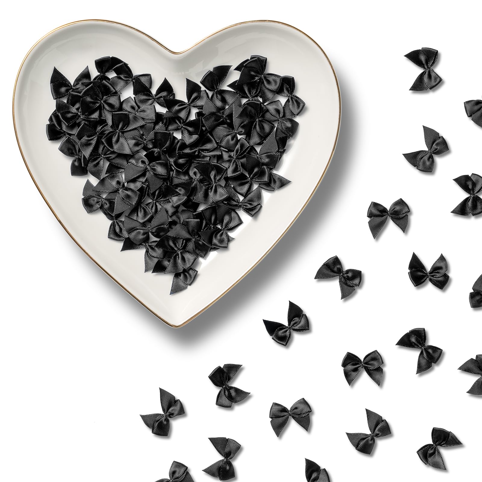 MORSUNBELA Schleifen Deko Kleine Geschenkschleifen Set Schleife Mini Geschenk Schleifen Hochzeit Dekoration für Geburtstag Karten 100 Stück 2,5 × 2,5 cm Schwarz