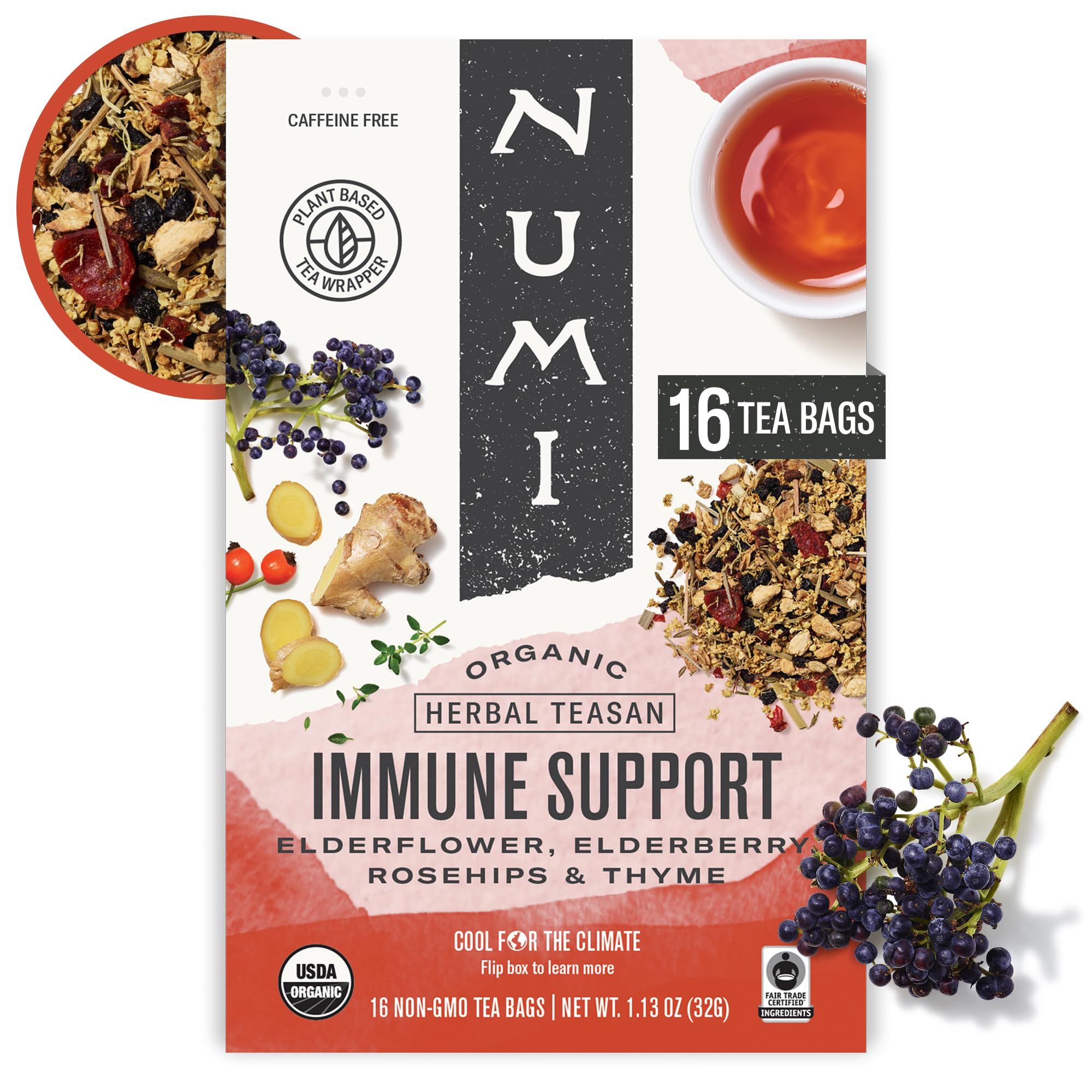 Amazon.com : Numi Organic Immune Support Tea, 16 Herbal Tea Bags
