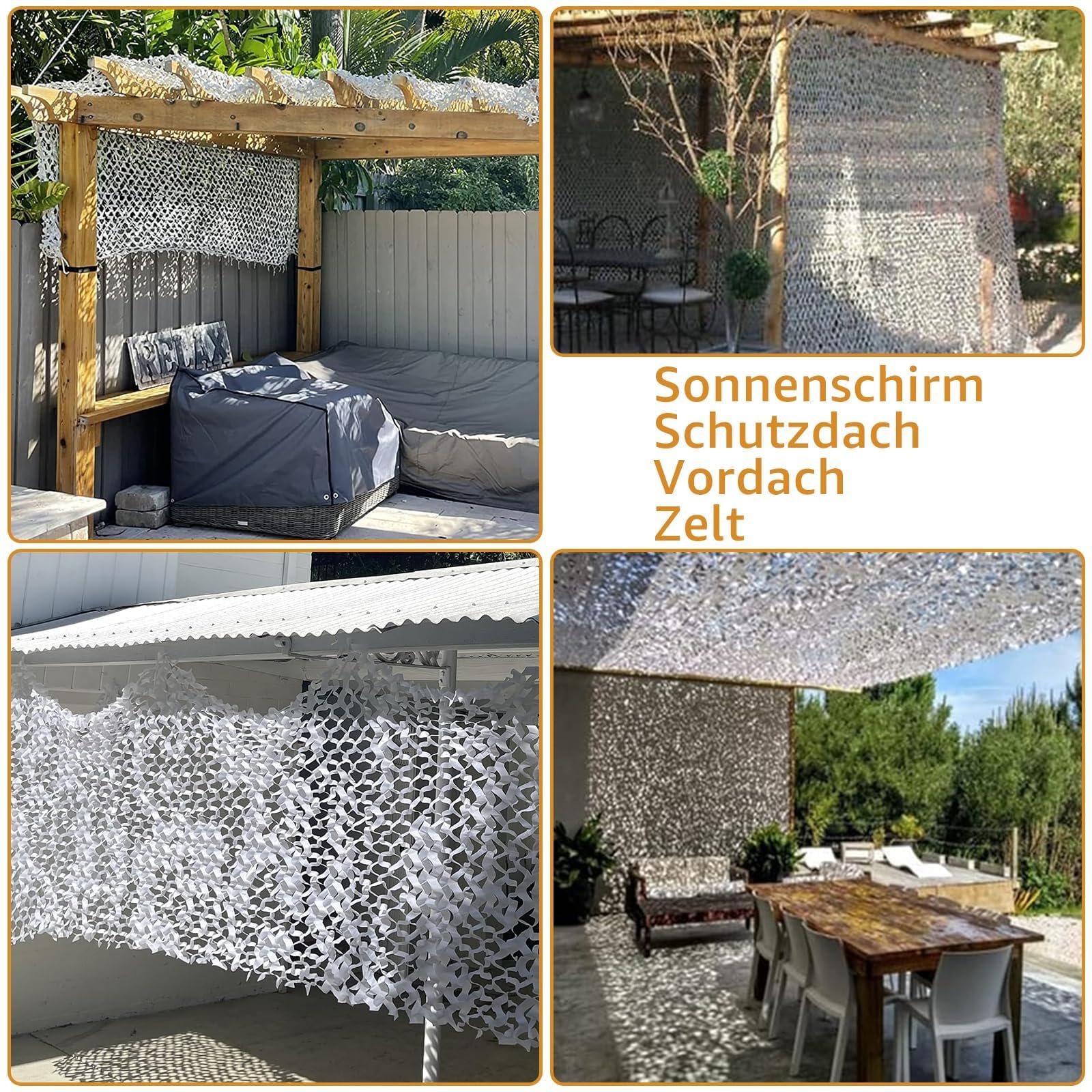 Tarnnetz Weiß 3x4m Sonnenschutz Doppeltes Tarnnetz Camouflage Net, Tarnnetze Sonnenschutznetze Party Dekoration für Garten Freizeit Camping Party Bar Jagd Dekoration