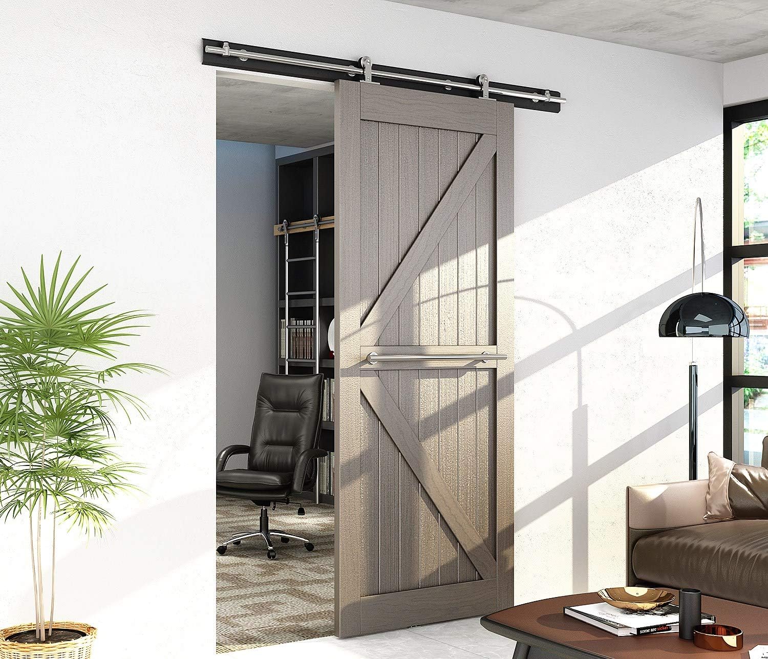 AiHom 1.5m Stainless Steel Slding Door Barn Track Kit Hardware Sliding Kit Wooden Door Rail Track System