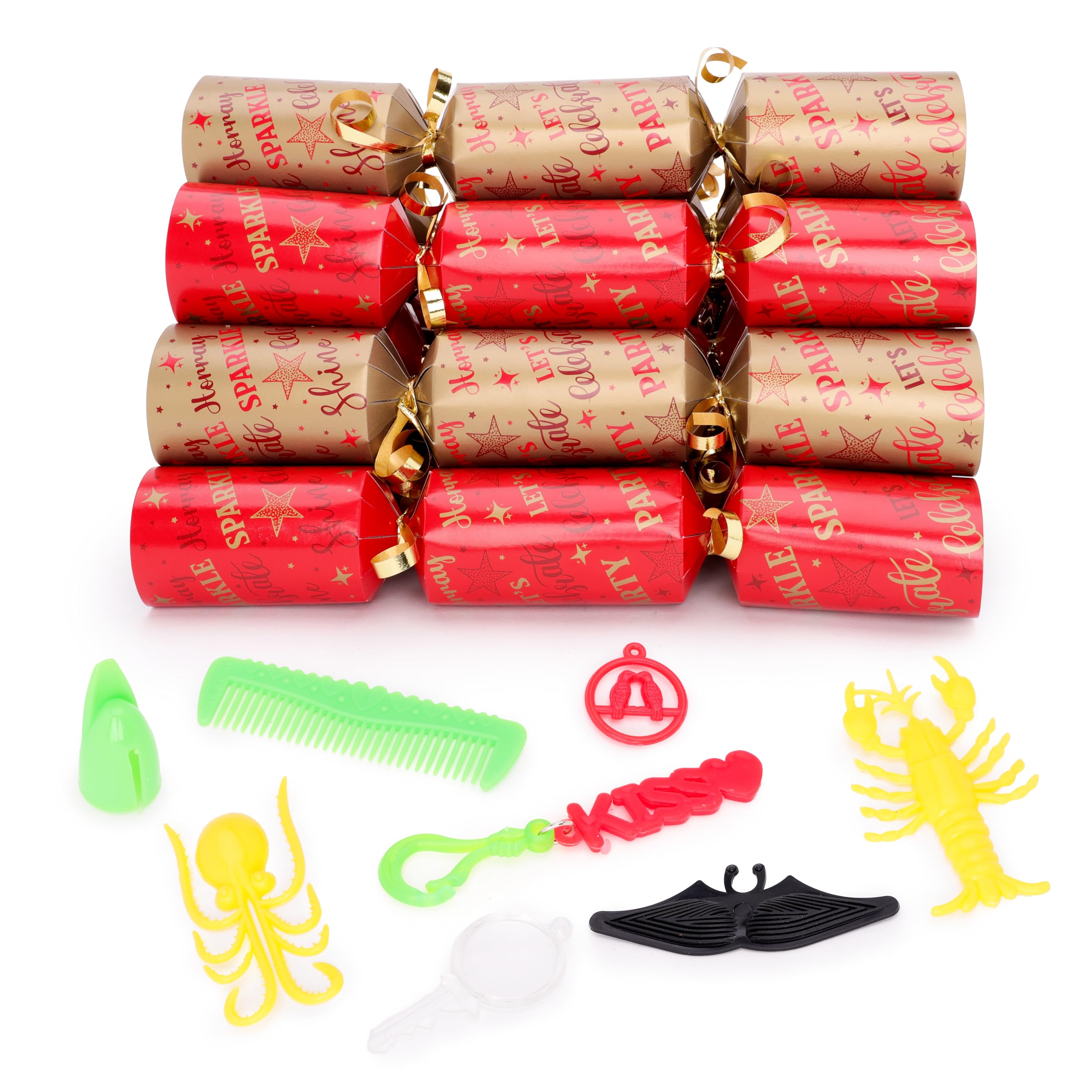 Toyland® Lot de 50-25,4 cm « Célébrons » Cadeau de fête de Noël – Idéal pour la Restauration, Les fêtes de Noël et Les événements (Rouge et Or)