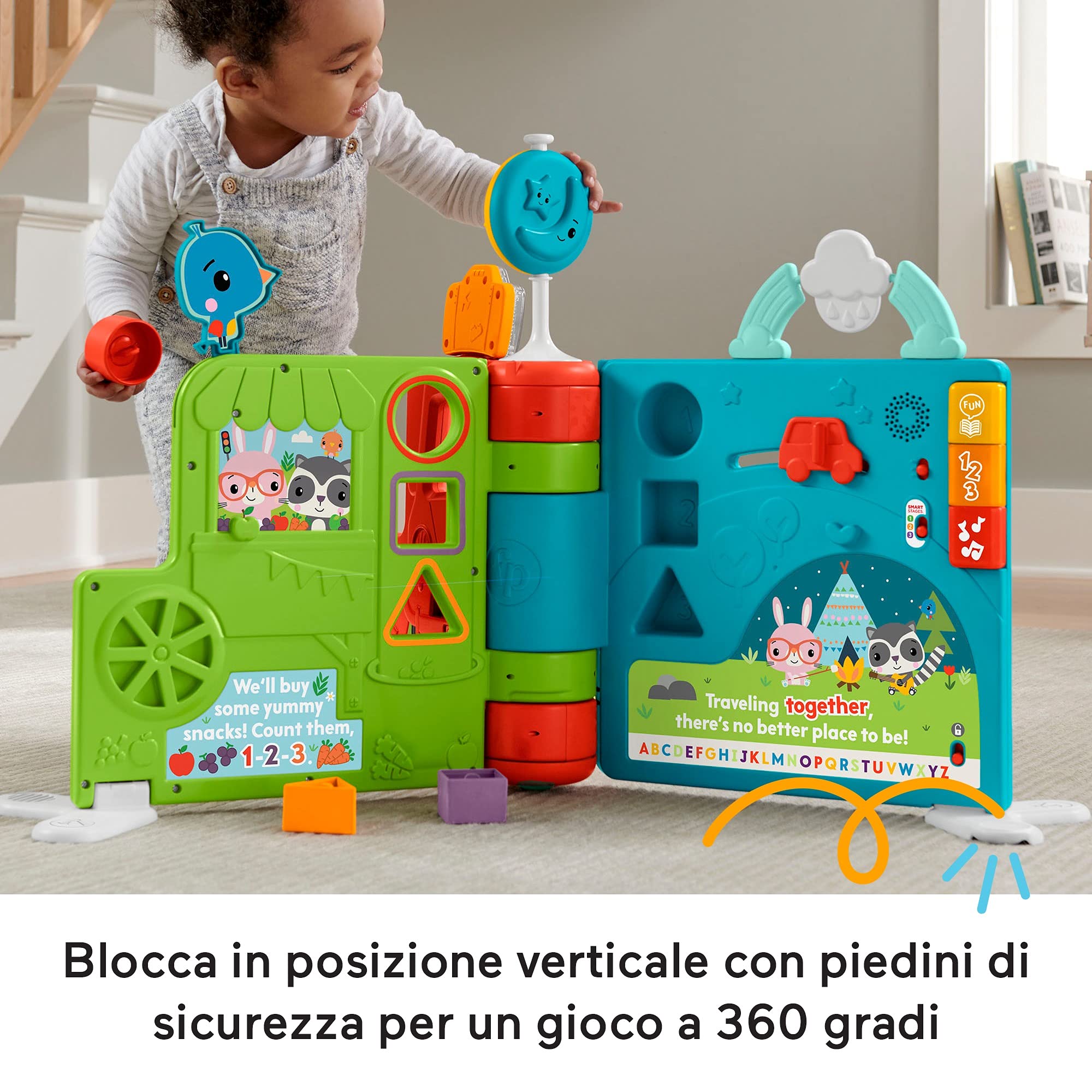 Fisher-Price - Libro Gigante delle attività 2-in-1, Giocattolo Elettronico Didattico Edizione Italiana, Giocattolo per Bambini 6-36 Mesi, HCL05