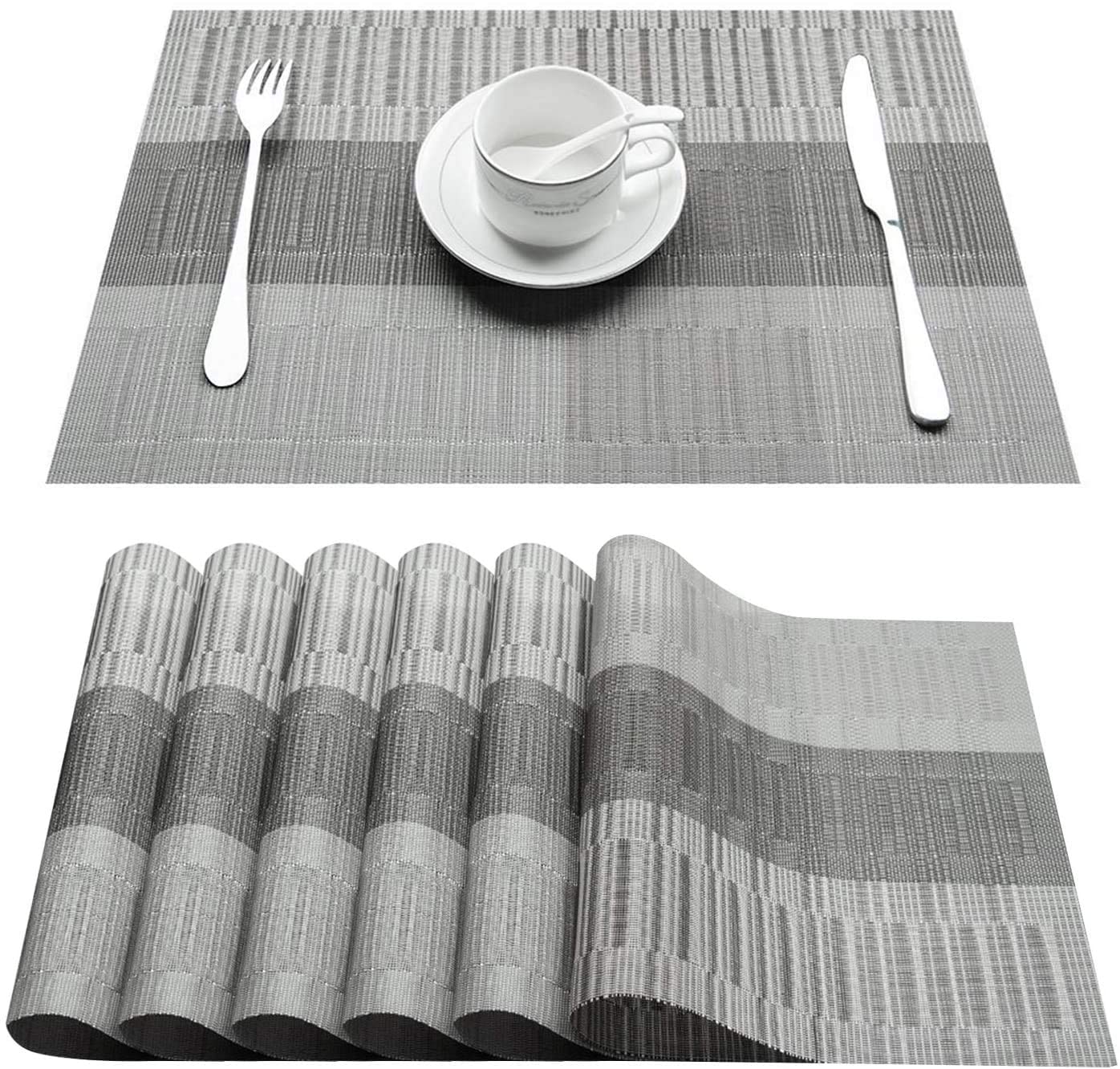 KONSSE Placemats Dining Table Place Mats | Placemats Table Mat PVC Material | Non-Slip Heat Resistant | Dining Tablemates Washable Anti-Skid | Size 45 x 30cm (6 PCS Square Gold) — Amazon image 16