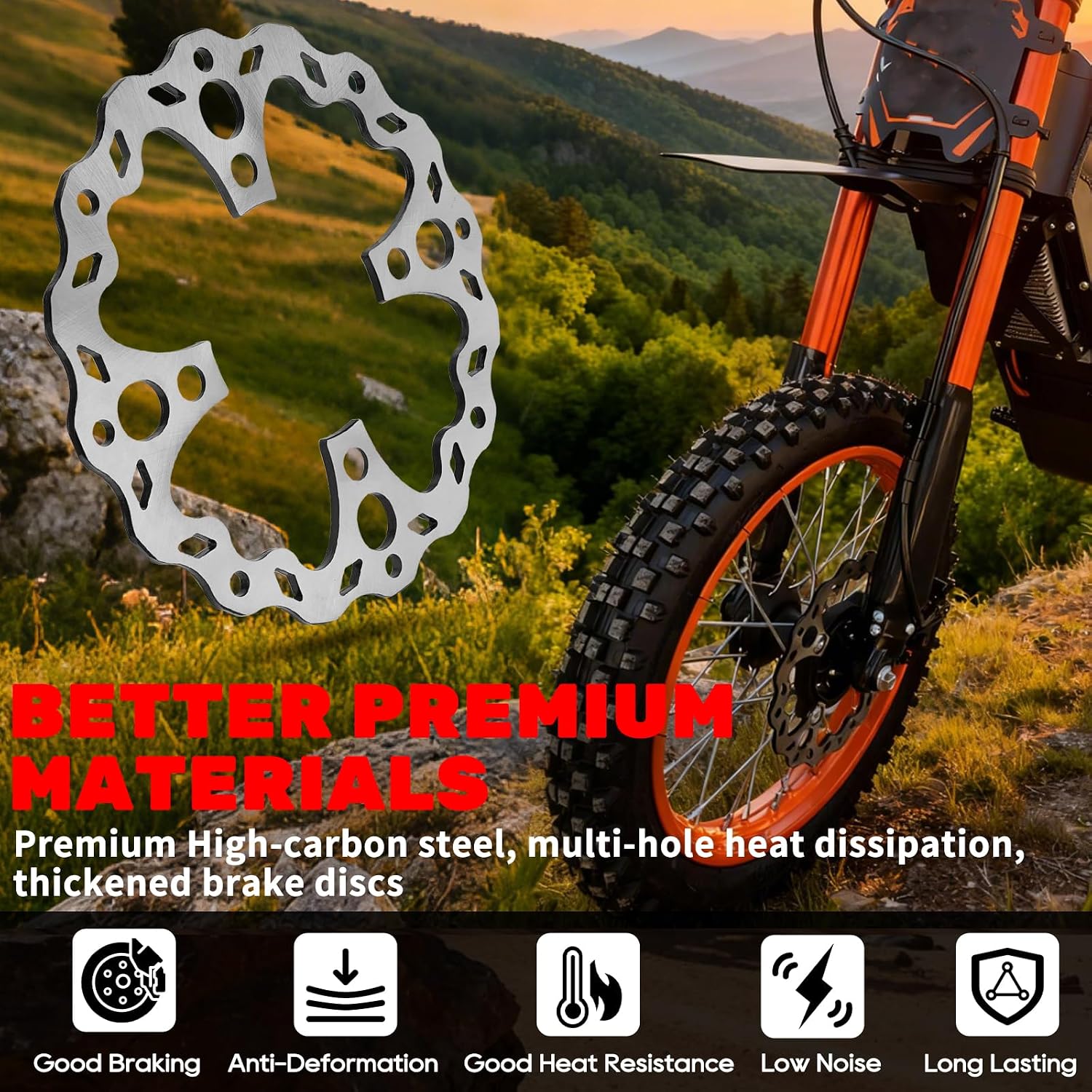 JERBOR Upgraded OEM Brake Disc for Tuttio Soleil01 Electric Drit Bike, Original High Strength Steel Good Braking Rear Front Brake Rotor with 4 Bolts for Tutto Tutti Electric Motorcycle