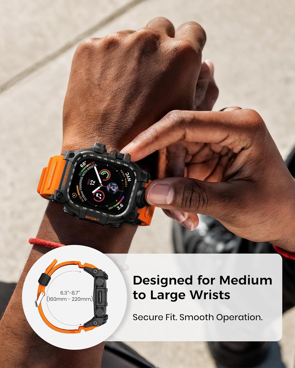 amBand Rugged Case with Band for Apple Watch 44mm, Compatible with iWatch Series SE 3/SE 2nd Generation/SE/6/5/4, Military Grade Shockproof Bumper Cover, Tactical Band for Men, Orange - Image 7