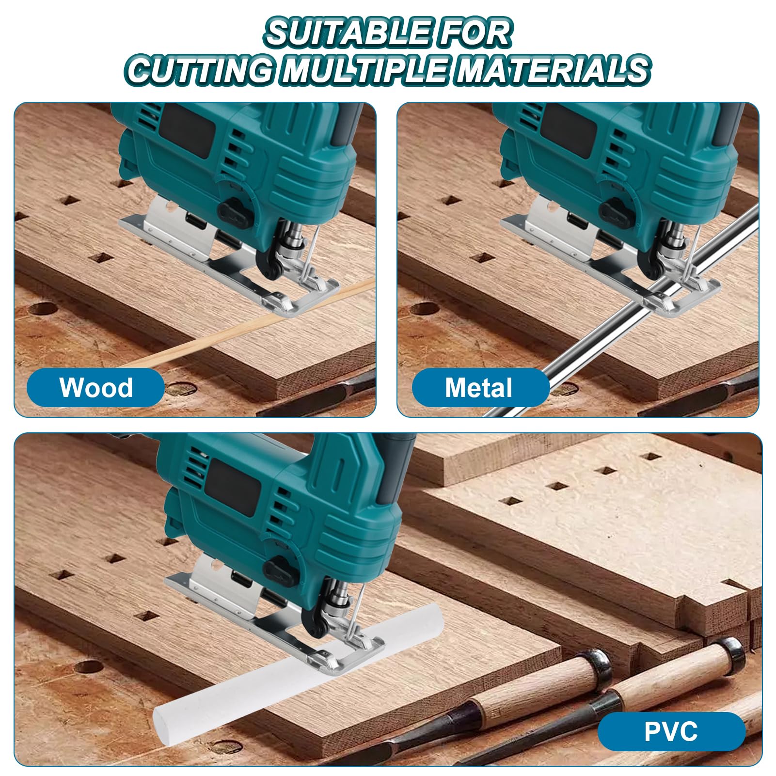 Seghetto Alternativo Compatibile con Makita 18V Batteria, Controllo Variabile a 6 Velocità, Taglio a Inclinazione da 0 a 45°, Seghetto Elettrico per Taglio Legno e Metallo (Batteria Non Inclusa)