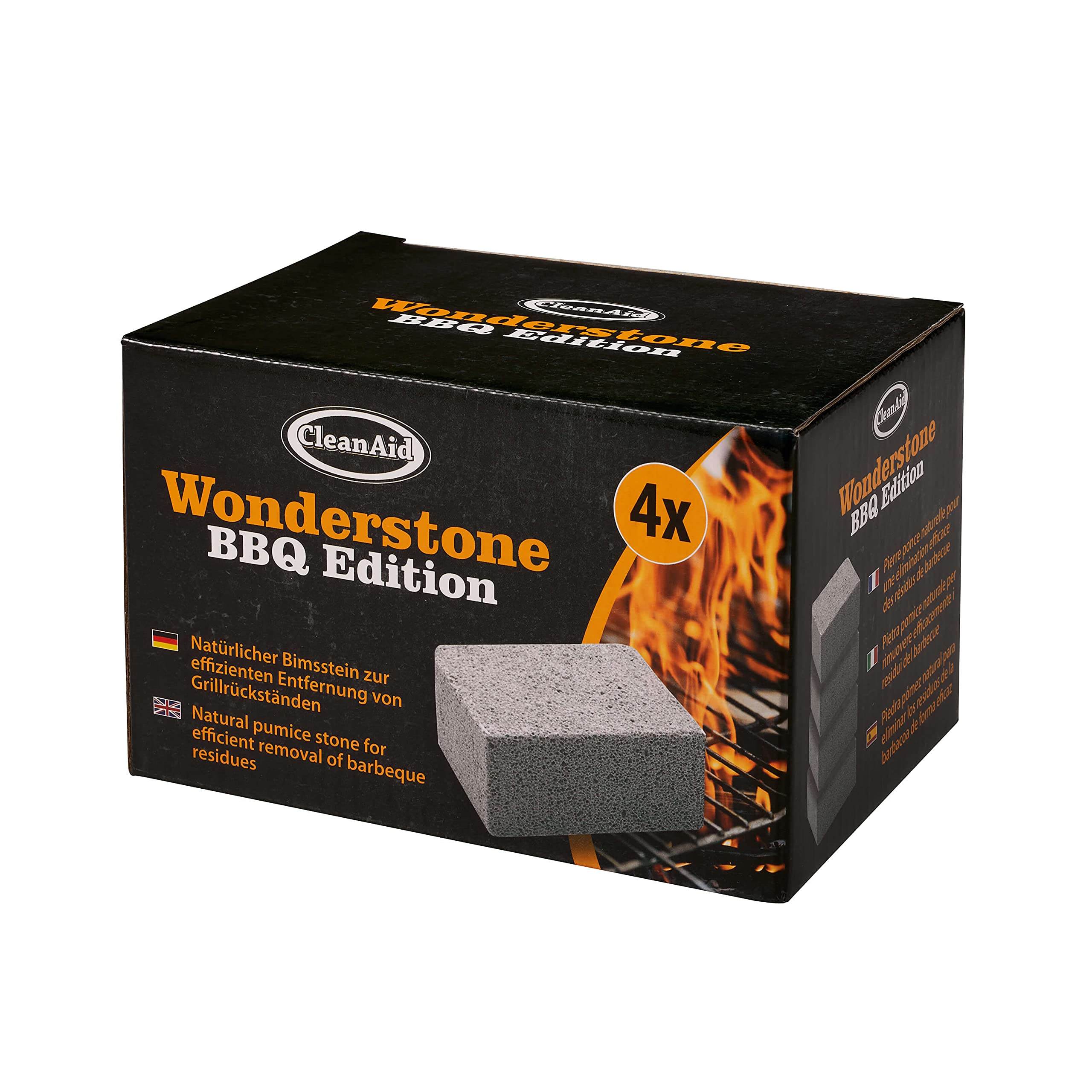 Wonderstone BBQ Edition – 4 sztuki pumeksu do czyszczenia grilla | 100% pumeks, nietoksyczny i wolny od środków chemicznych, do grilla, piekarnika, płytek i rusztu