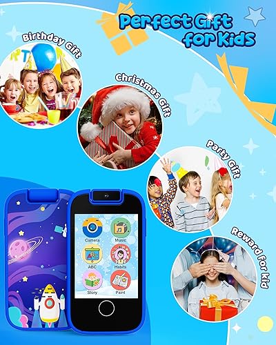 Miniatura 7 de Teléfono inteligente de juguete para niños, regalos de shiningstone y juguetes para niños de 3 a 7 años, teléfono celular falso para niños con