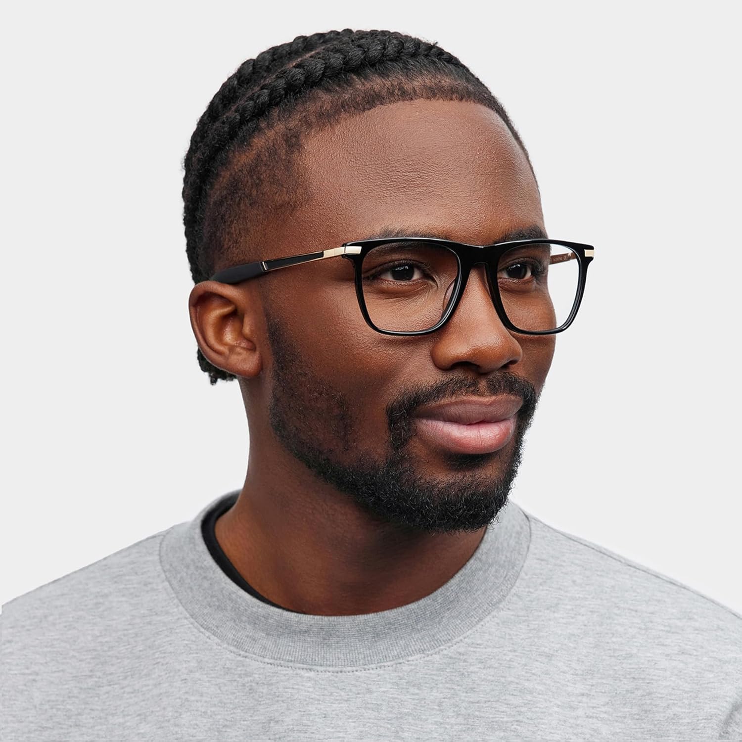 Zeelool Square Glasses Frame for Men Sporty Eyeglasses with Clear Lens Rubble Spring Temples Stable ZJGX141627