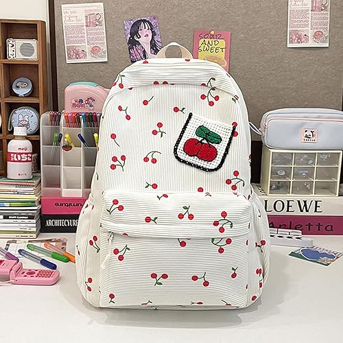 Miniatura 6 de Linda mochila, bolsa de hombro doble, mochila para laptop de 15.6 pulgadas con correas ajustables de gran capacidad (blanco)