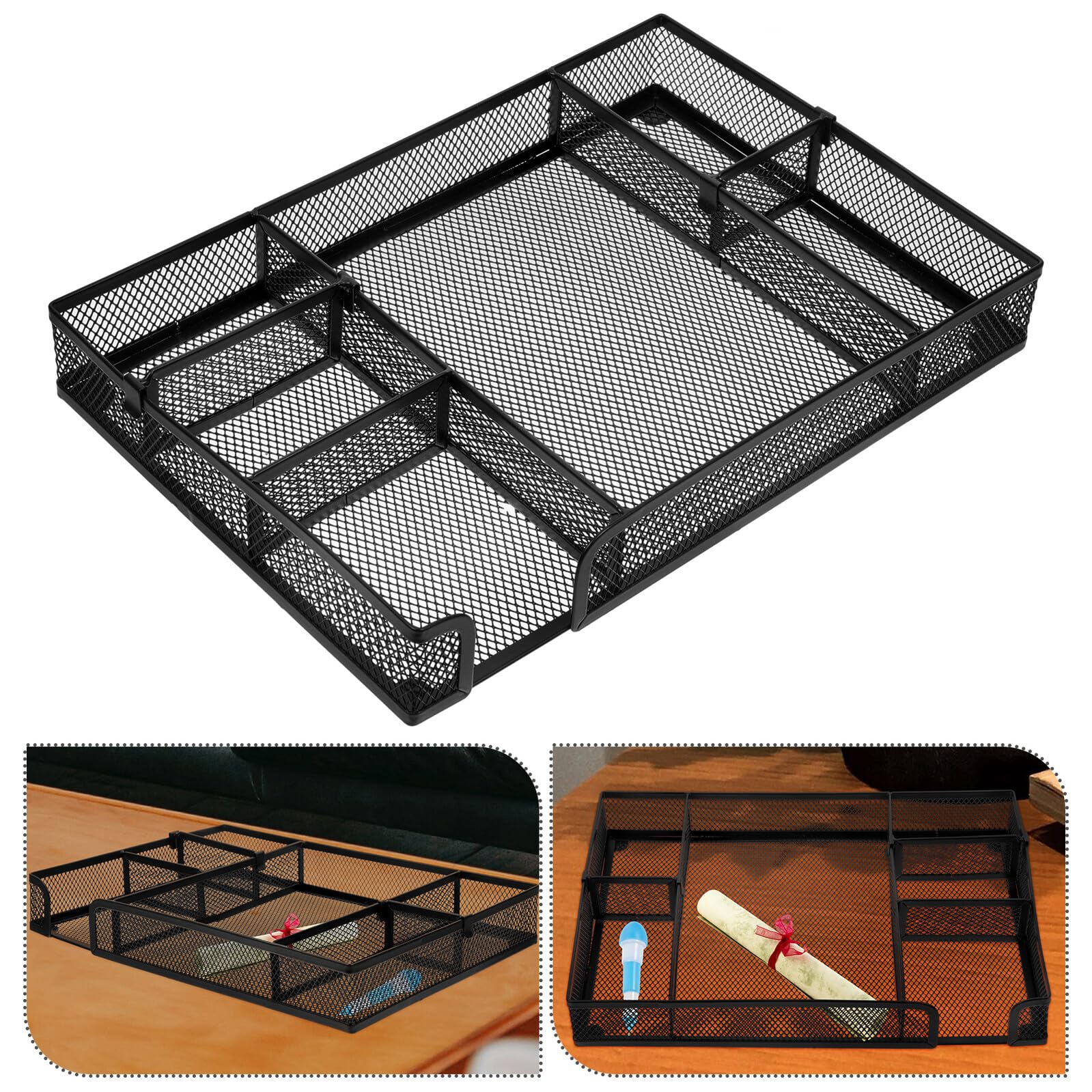 DOITOOL 2 Piezas Organizador de Escritorio Metálico Multifuncional con Divisores Desmontables Compacto y Elegante para Accesorios de Oficina y Papelería de Espacio y Superficie de Trabajo