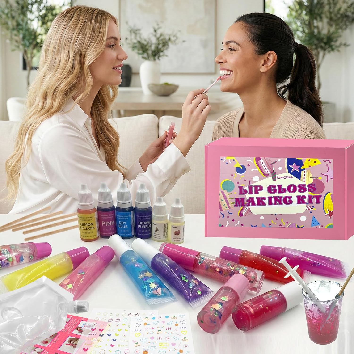 Lip Gloss Making Kit, Moisturizing Lip Gloss Supplies Set DIY Lipstick Set DIY Lip Gloss Base to Make Your Own Lip Gloss Kit, Gift for Girls Trendy Women
