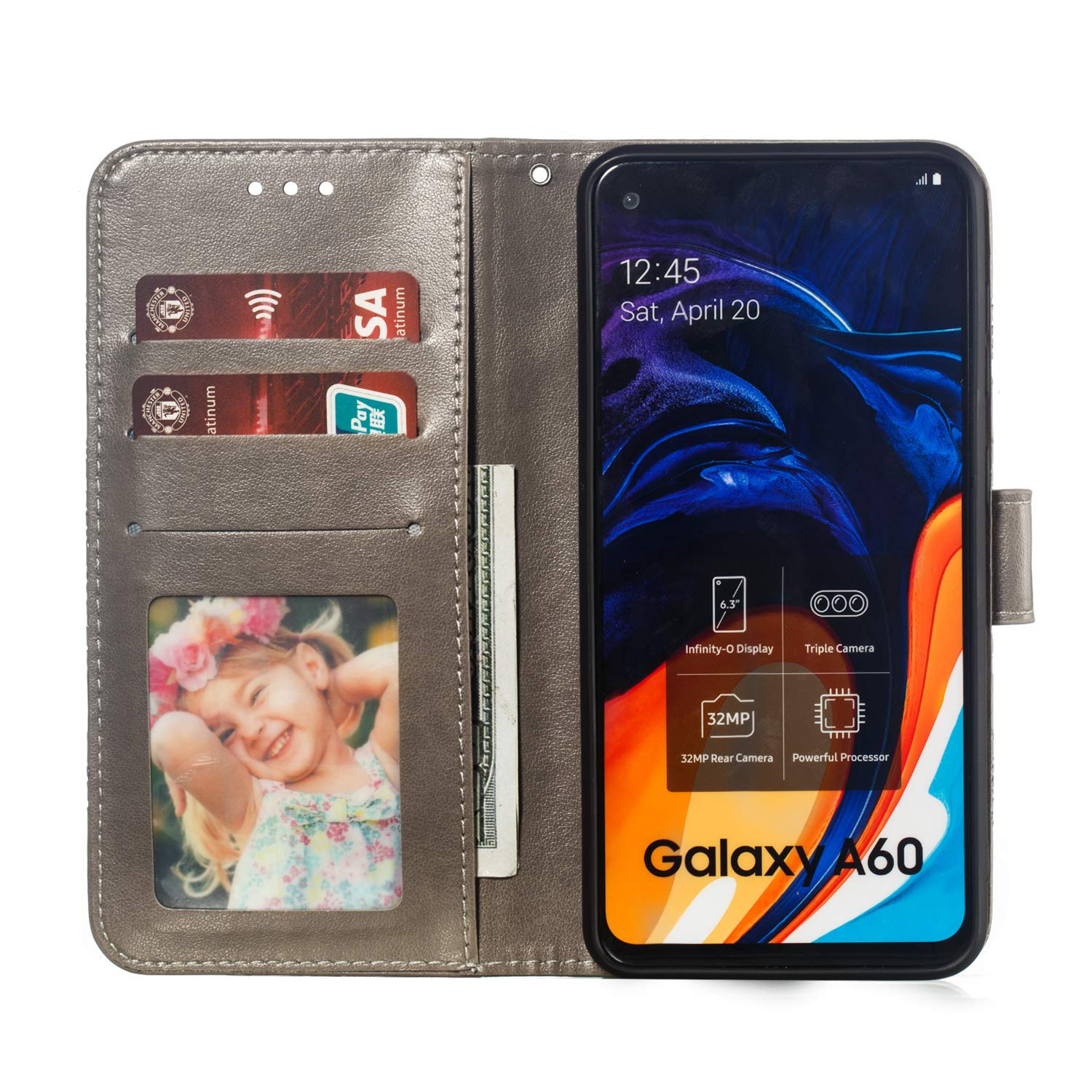 LEMAXELERS Custodia Galaxy A40 Cover Portafoglio,Galaxy A40 Custodia Pittura colorata Wallet Shock-Absorption Magnetica Supporto Protettiva Bumper Cover Leather Flip Cover,XC5 Pink Die Flower