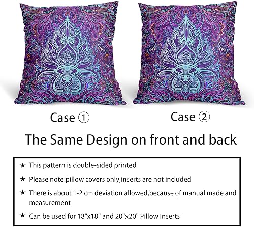 Miniatura 5 de aportt Juego de 2 fundas de almohada rectangulares de 18 x 18 pulgadas con diseño de mandala de meditación morada, estilo bohemio, con ojo de yoga,