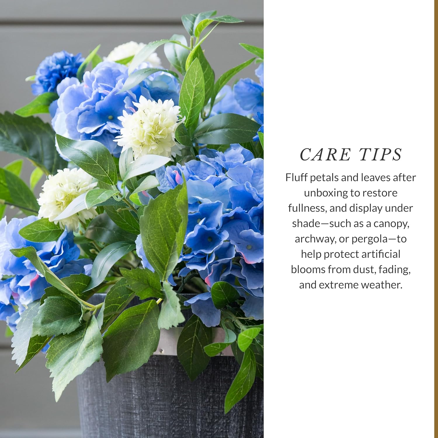 Balsam Hill Outdoor Hydrangea Spring Potted Foliage - 26" Premium UV-Protected Artificial Outdoor Flowers for Porch, Patio, & Garden