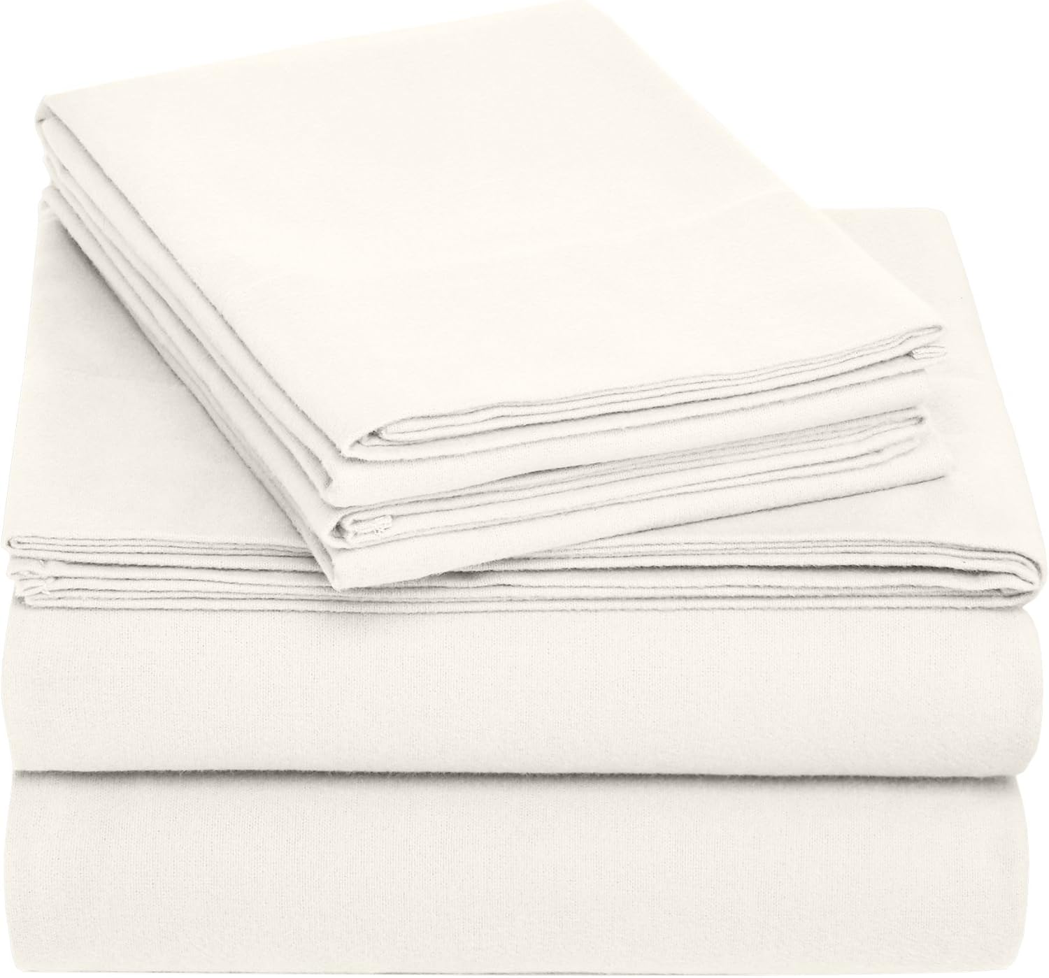 Amazon Brand – Pinzon Cotton Flannel Bed Sheet Set - Twin XL, Cream