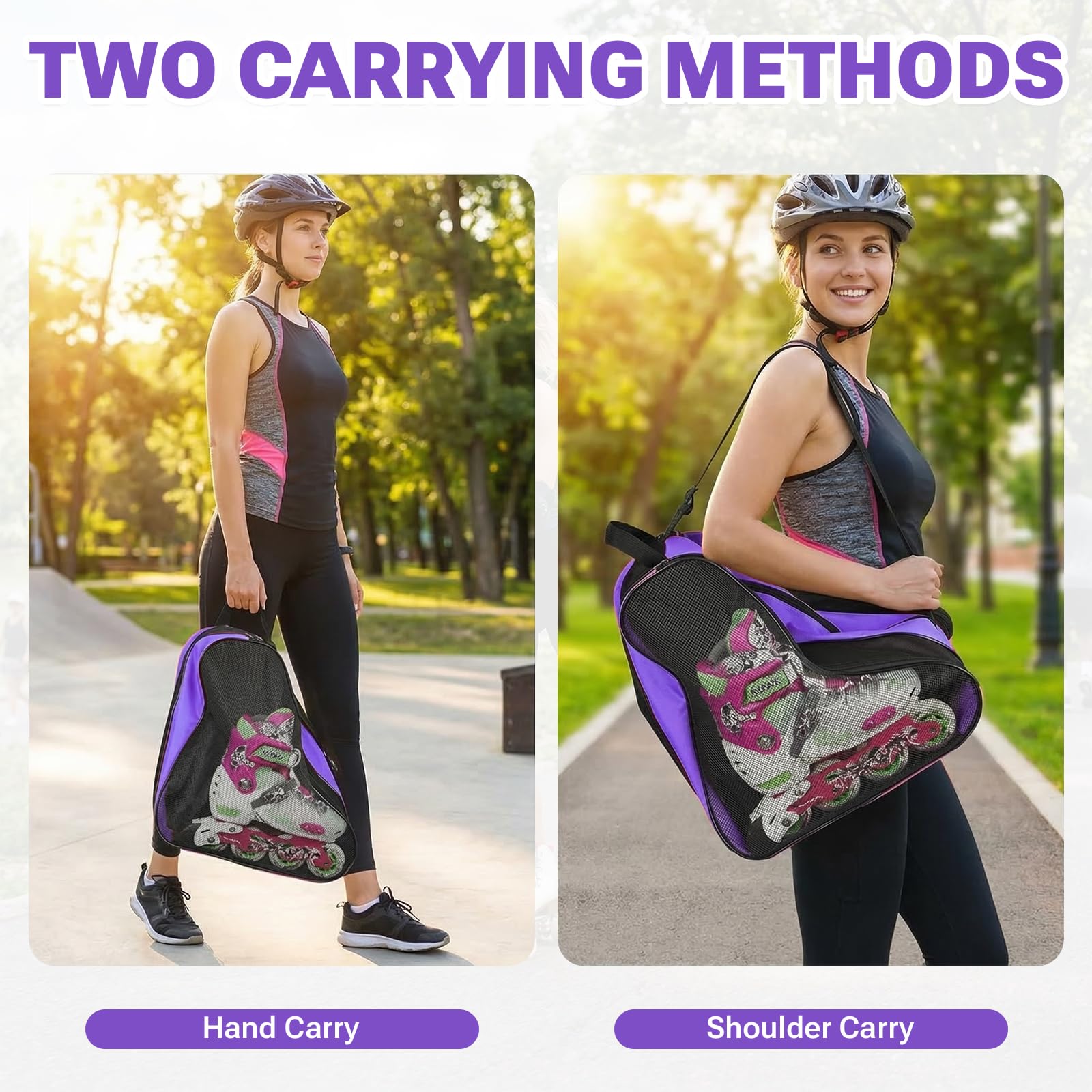 Borsa per pattini a rotelle, unisex, per pattinaggio artistico, con tracolla regolabile e manico superiore, per donne e uomini (viola)
