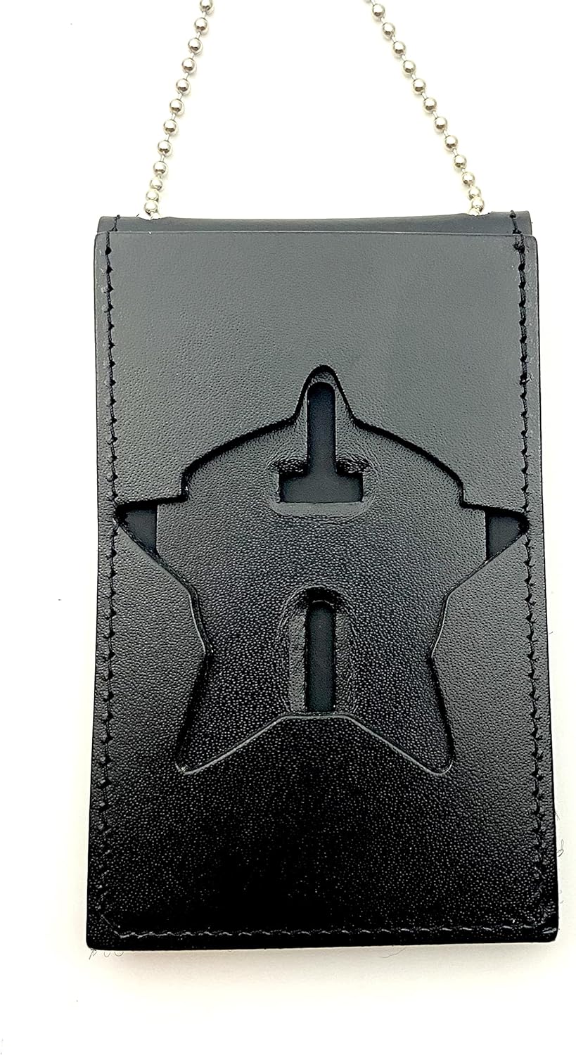 Perfect Fit Shield Wallets Chicago Patrol Style Neck Badge and ID Holder Leather Black (Cutout PF480)