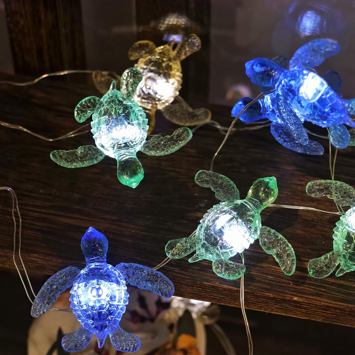 Sea Turtle String Lights 10FT 30 LED, Turtle Fairy Lights USB or Battery Operated with Remote, Ocean Beach Nautical Decor Lights for Bedroom, Kids Room, Coastal Party Decoration