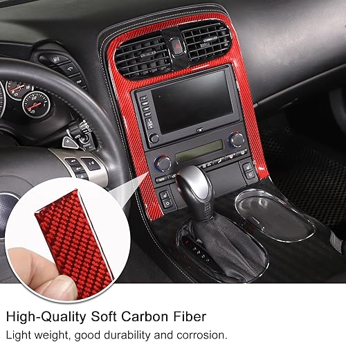 Miniatura 9 de PIUGILH Panel de control central de coche, fibra de carbono suave, marco de panel antiarañazos, cubierta decorativa para Corvette C6 2005-2013