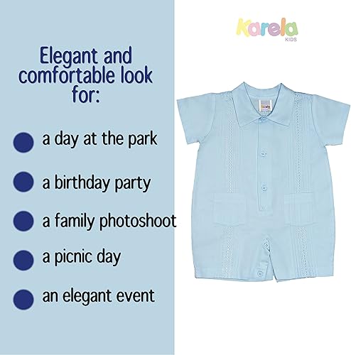 Miniatura 6 de Pelele de guayabera piqué para niños de algodón Guayabera pieza formal