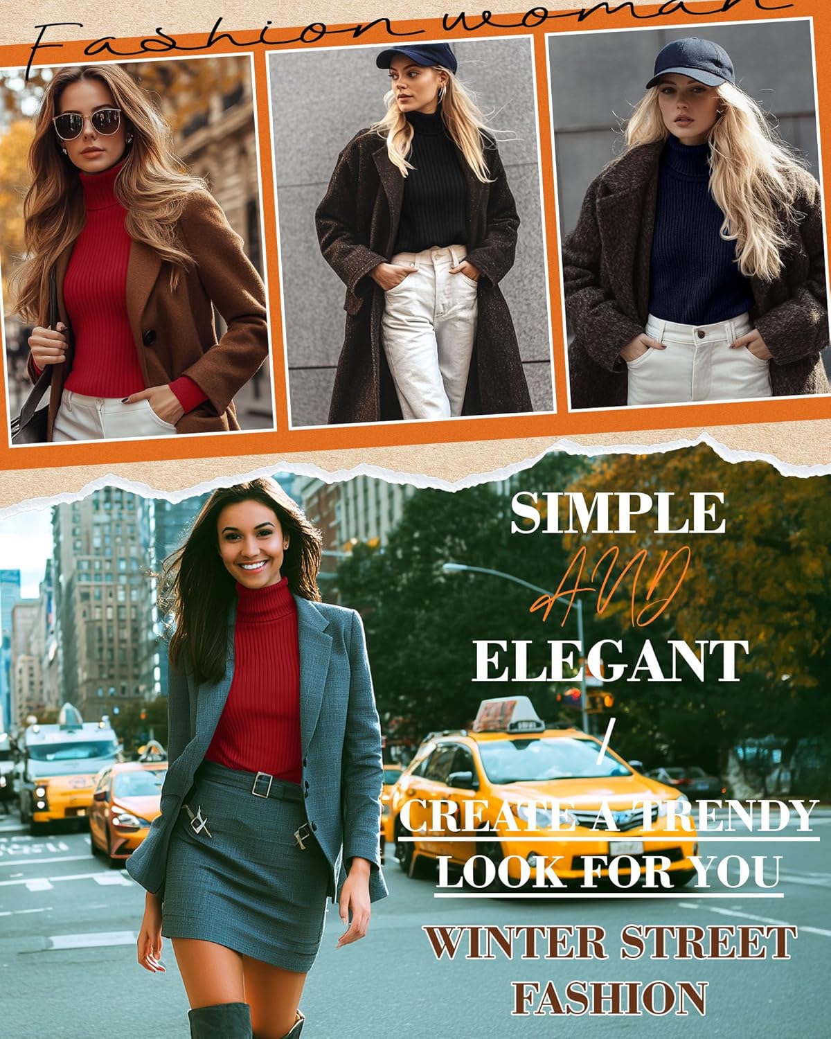 3 Pack Womens Turtleneck Sweaters, Knit Long Sleeve Ribbed Fitted Shirts Casual Warm Pullover Top Basic Fall Sweater - Image 3