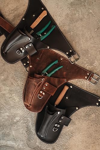 Miniatura 7 de Cinturón de herramientas para jardinero y florista para hombres Cinturón de herramientas de cuero para mujeres Cinturón artesanal para jardinero,