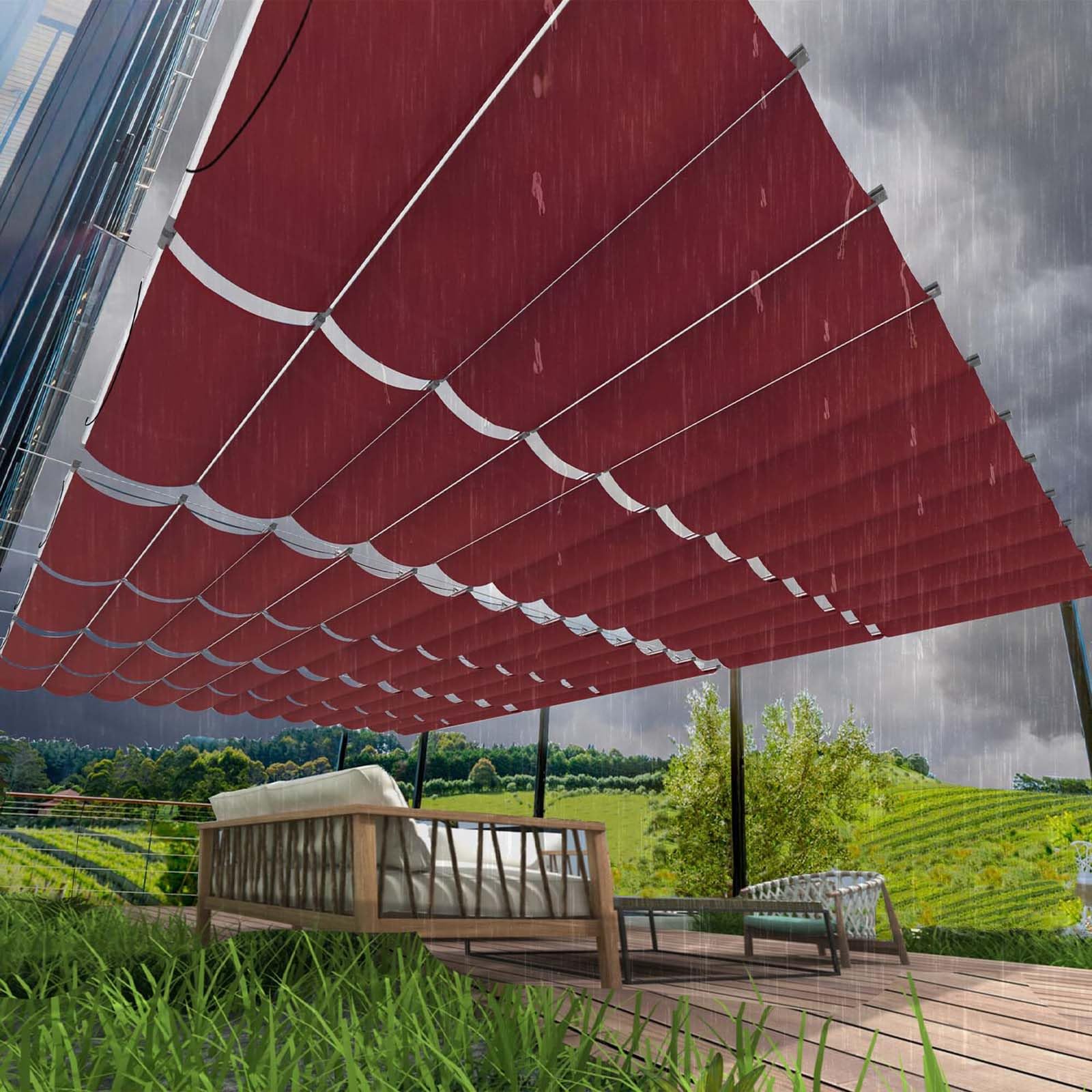 Voile d'ombrage rétractable indéchirable pour stopper la chaleur du soleil