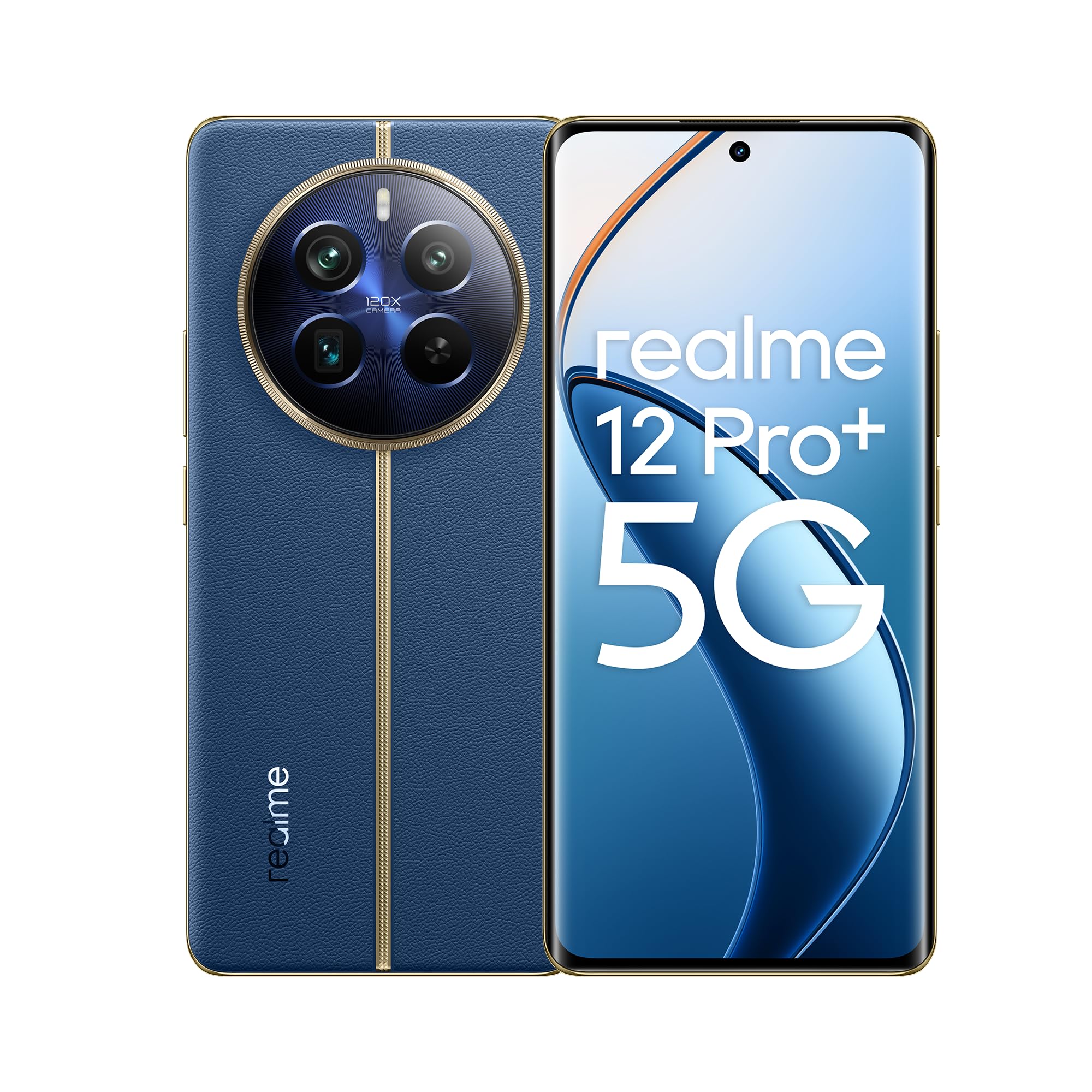 realme 12 Pro+ 5G Smartphone 8+256GB, Snapdragon 7s Gen 2, Fotocamera 64MP+50MP IMX890 OIS, Display Curvo AMOLED 120Hz da 6,7 Pollici, Batteria 5000mAh SUPERWOOC 67W Ricarica, Doppia SIM, Blu