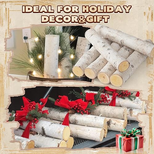 Miniatura 4 de Paquete de 6 troncos de madera de abedul decorativos para chimenea de gas para chimeneas, decoración de postes de abedul, ramas para manualidades,